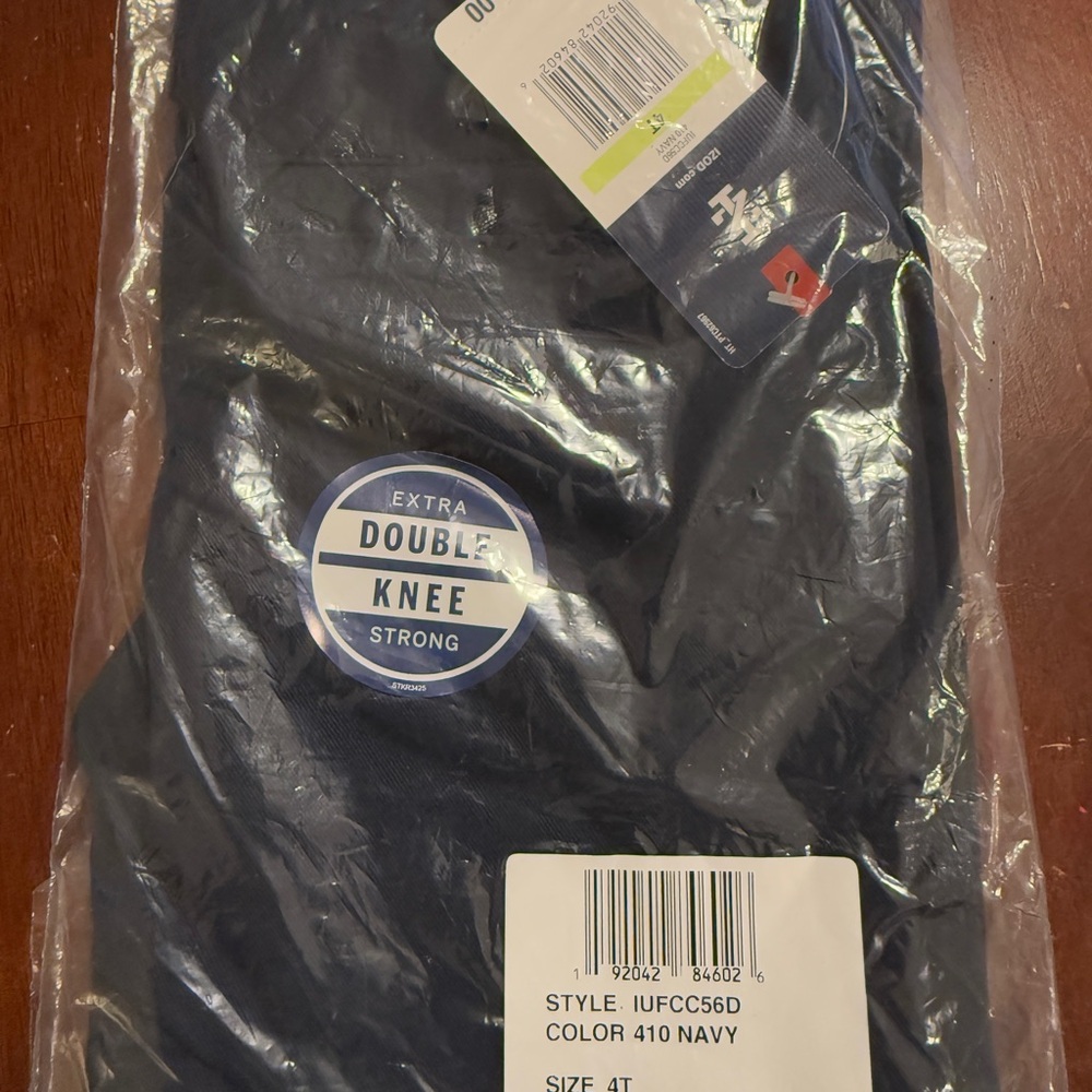 IZOD - Boys 4t navy uniform pants - elastic waist w belt loops and faux button